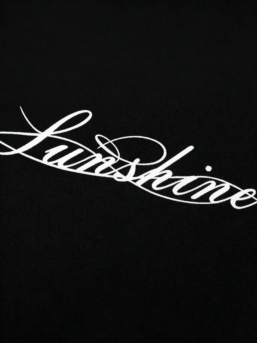Heren Shirt met Lange Mouwen en Ronde Hals met Letterprint op de Mouwen