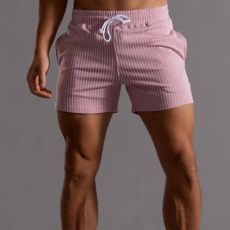 Heren Shorts Gestreept met Trekkoord Roze