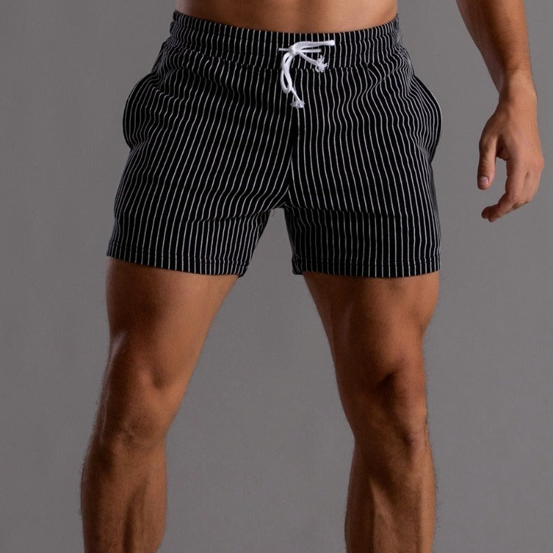 Heren Shorts Gestreept met Trekkoord Zwart