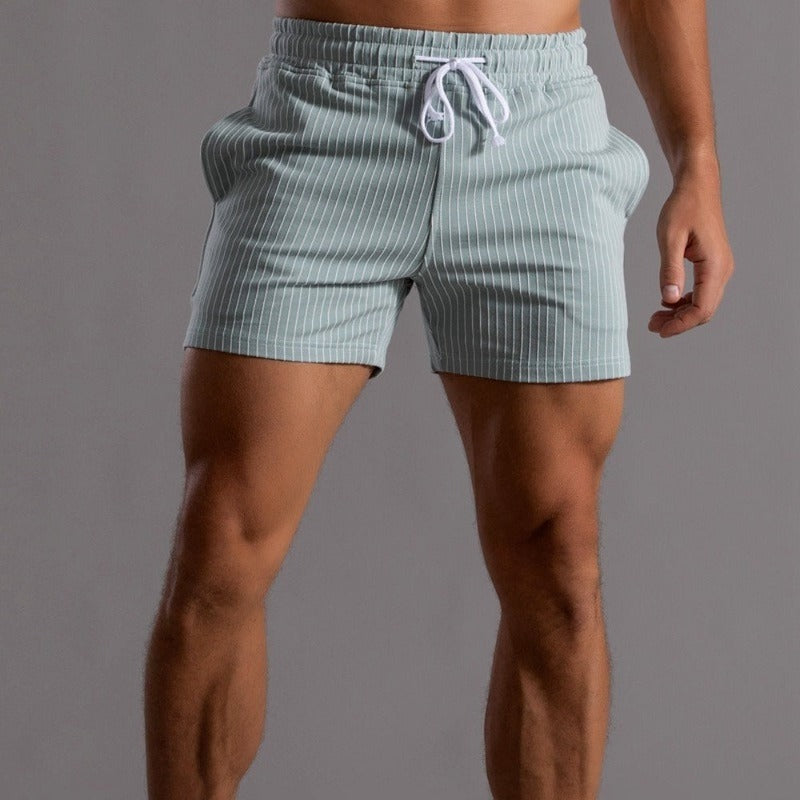 Heren Shorts Gestreept met Trekkoord Blauw