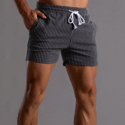 Heren Shorts Gestreept met Trekkoord Grijs