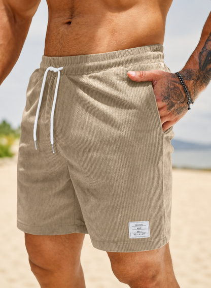Heren Shorts met Elastische Taille en Koordjes, Relaxed Fit Beige