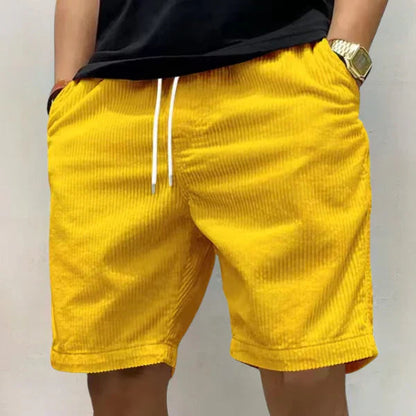 Heren Shorts met Elastische Taille en Trekkoord Geel