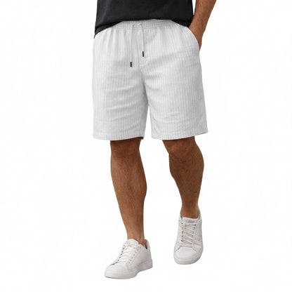 Heren Shorts met Elastische Taille en Trekkoord, Gestreept Regular Fit