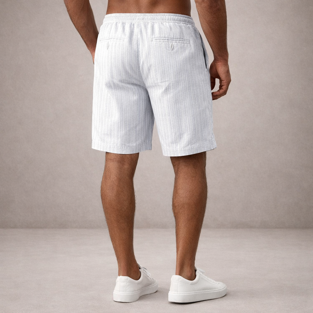 Heren Shorts met Elastische Taille en Trekkoord, Gestreept Regular Fit