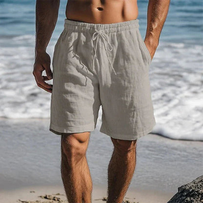 Heren Shorts met Elastische Taille en Trekkoord, Mid-Thigh Grijs