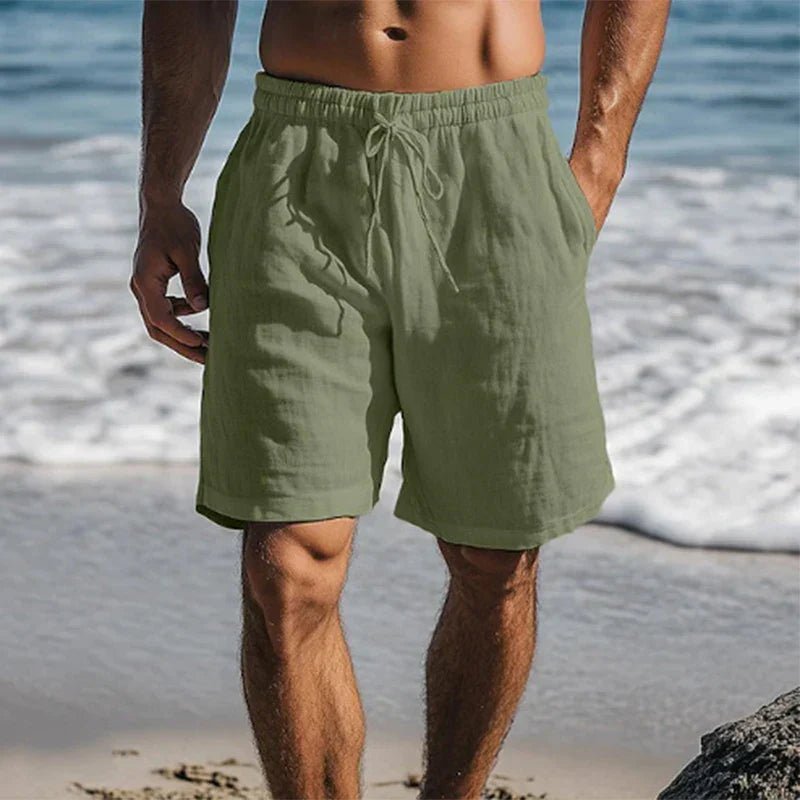 Heren Shorts met Elastische Taille en Trekkoord, Mid-Thigh Donkergroen