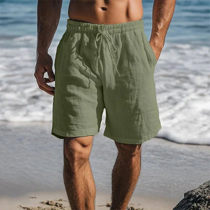 Heren Shorts met Elastische Taille en Trekkoord, Mid-Thigh Donkergroen