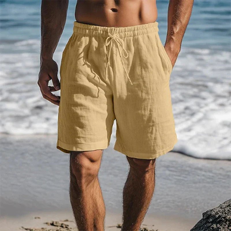 Heren Shorts met Elastische Taille en Trekkoord, Mid-Thigh Khaki