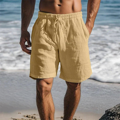 Heren Shorts met Elastische Taille en Trekkoord, Mid-Thigh Khaki