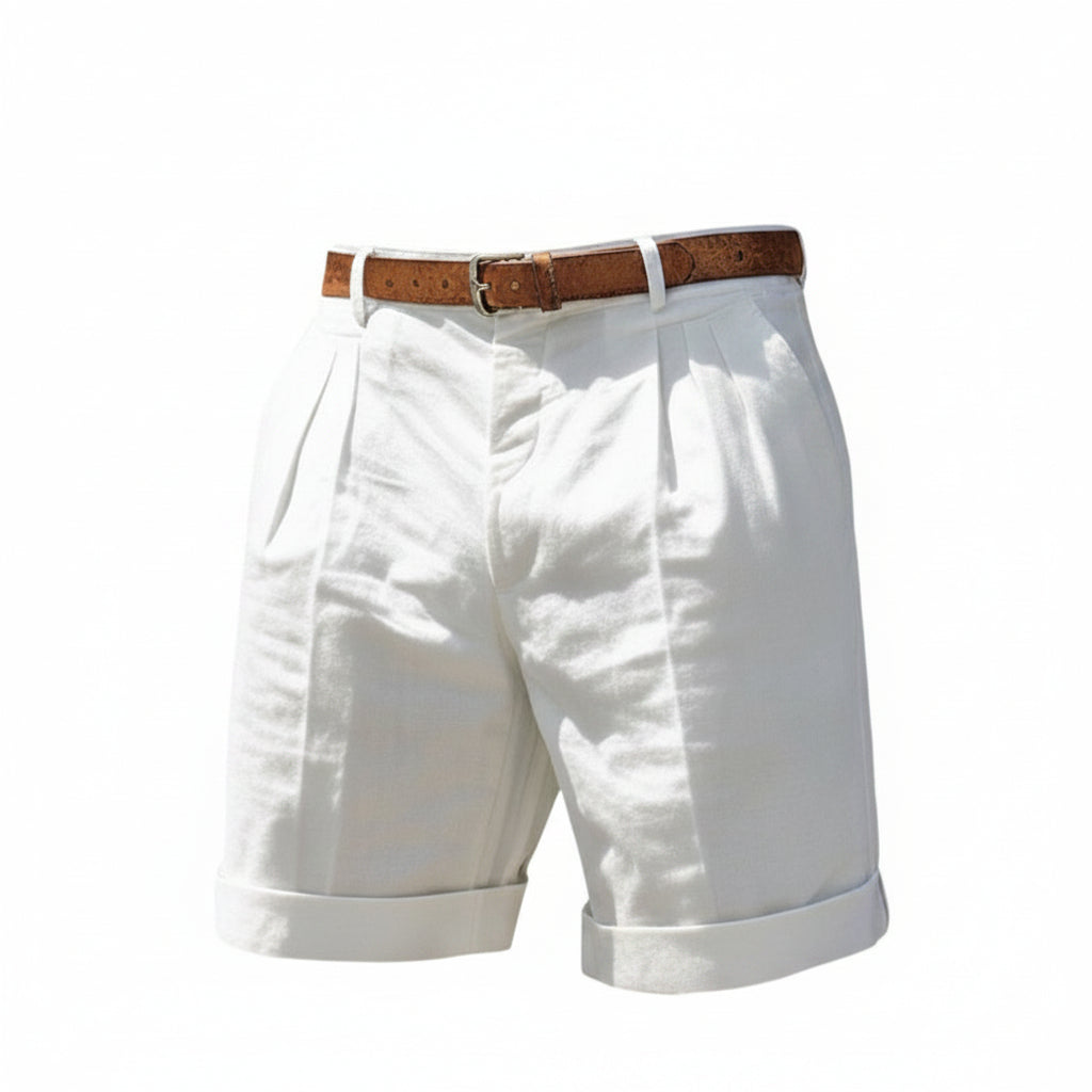 Heren Shorts met Plooien, Relaxed Fit en Omgeslagen Zoom