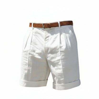 Heren Shorts met Plooien, Relaxed Fit en Omgeslagen Zoom
