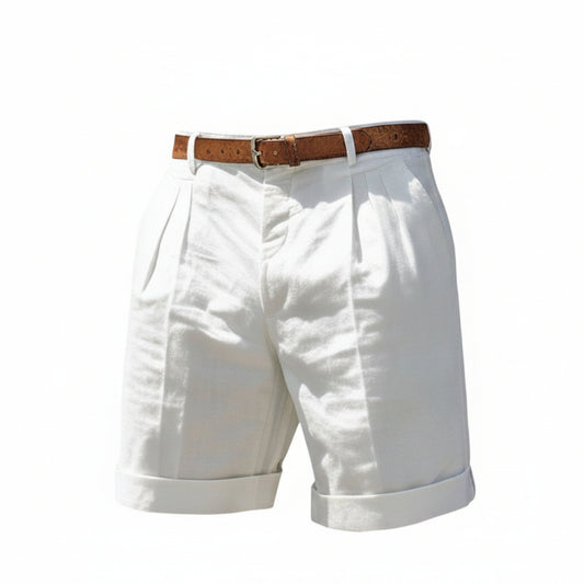 Heren Shorts met Plooien, Relaxed Fit en Omgeslagen Zoom