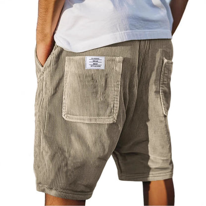 Heren Shorts met Ribbeltextuur en Opgestikte Zakken