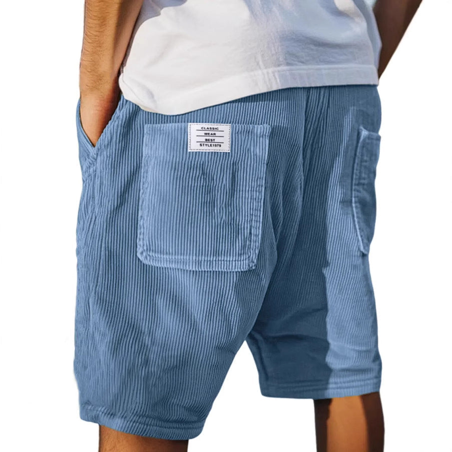 Heren Shorts met Ribbeltextuur en Opgestikte Zakken
