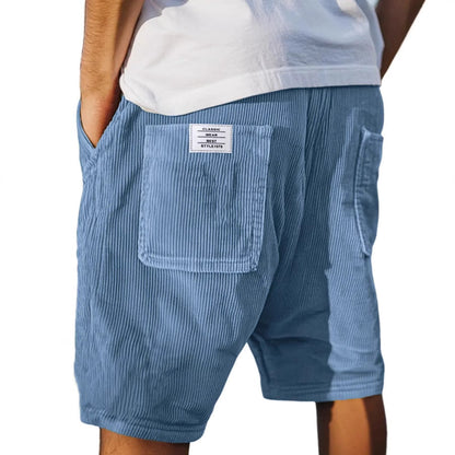 Heren Shorts met Ribbeltextuur en Opgestikte Zakken