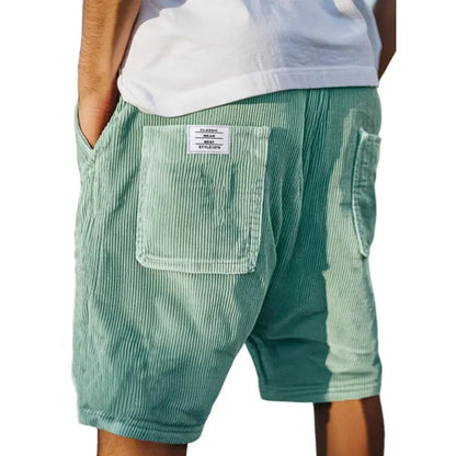 Heren Shorts met Ribbeltextuur en Opgestikte Zakken