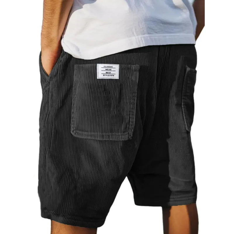 Heren Shorts met Ribbeltextuur en Opgestikte Zakken
