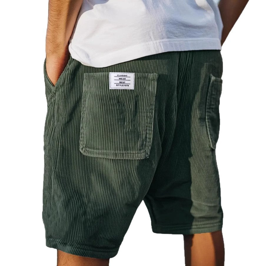 Heren Shorts met Ribbeltextuur en Opgestikte Zakken