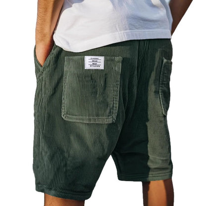 Heren Shorts met Ribbeltextuur en Opgestikte Zakken