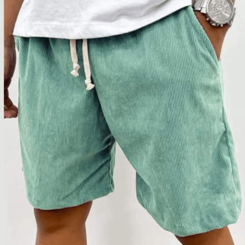 Heren Shorts met Trekkoord en Ribbeltextuur Relaxed Fit Turquoise