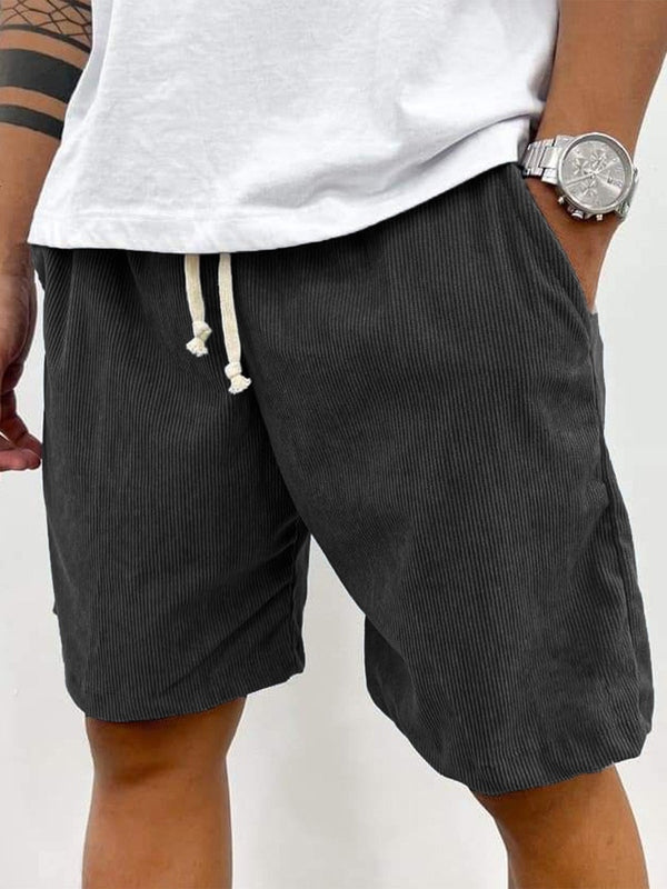 Heren Shorts met Trekkoord en Ribbeltextuur Relaxed Fit Zwart