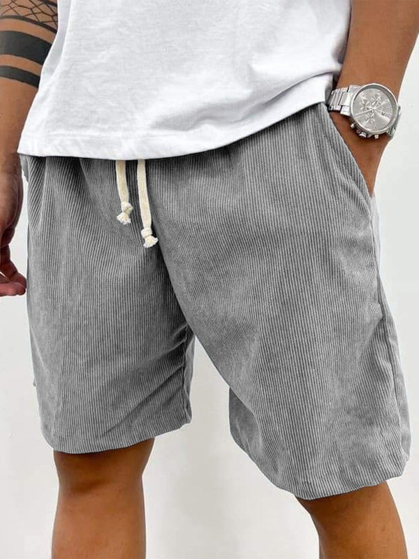 Heren Shorts met Trekkoord en Ribbeltextuur Relaxed Fit Grijs