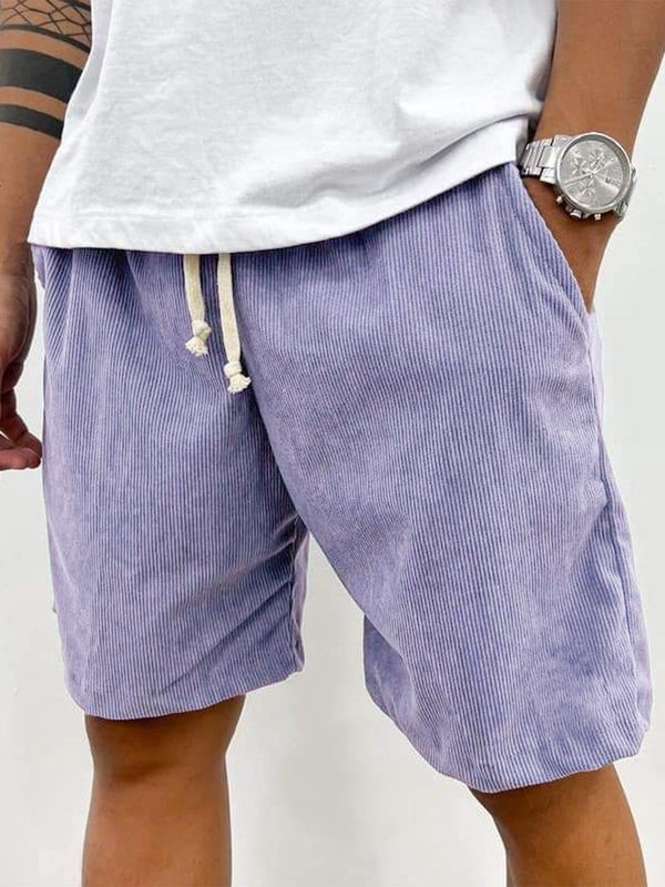 Heren Shorts met Trekkoord en Ribbeltextuur Relaxed Fit Paars