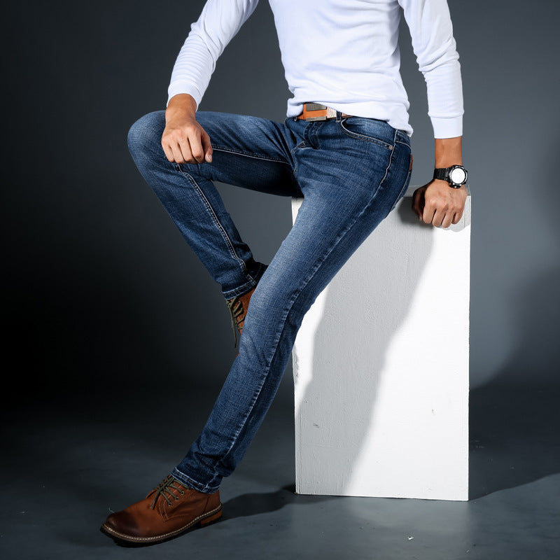 Heren Slim Fit Jeans met Stretch Marine Blauw