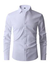 Heren Slim Fit Overhemd Lange Mouw met Klassieke Kraag en Knoopsluiting