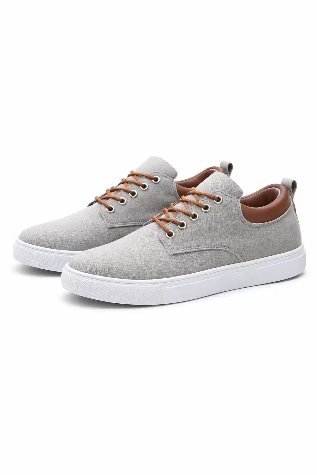 Heren Sneakers Low-top met Vetersluiting en Contrasterende Kraag Grijs