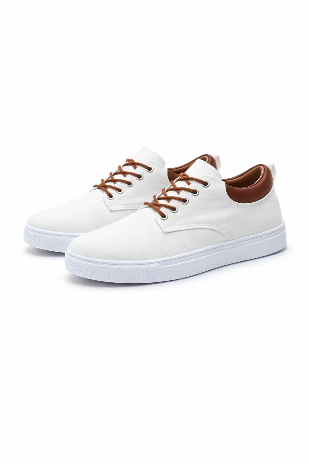 Heren Sneakers Low-top met Vetersluiting en Contrasterende Kraag Wit