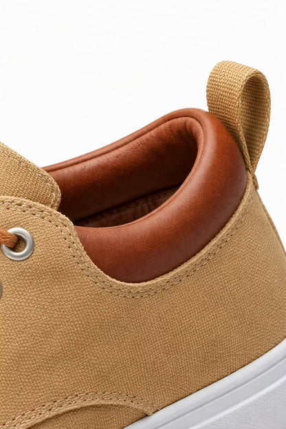 Heren Sneakers Low-top met Vetersluiting en Contrasterende Kraag