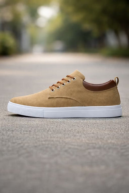 Heren Sneakers Low-top met Vetersluiting en Contrasterende Kraag