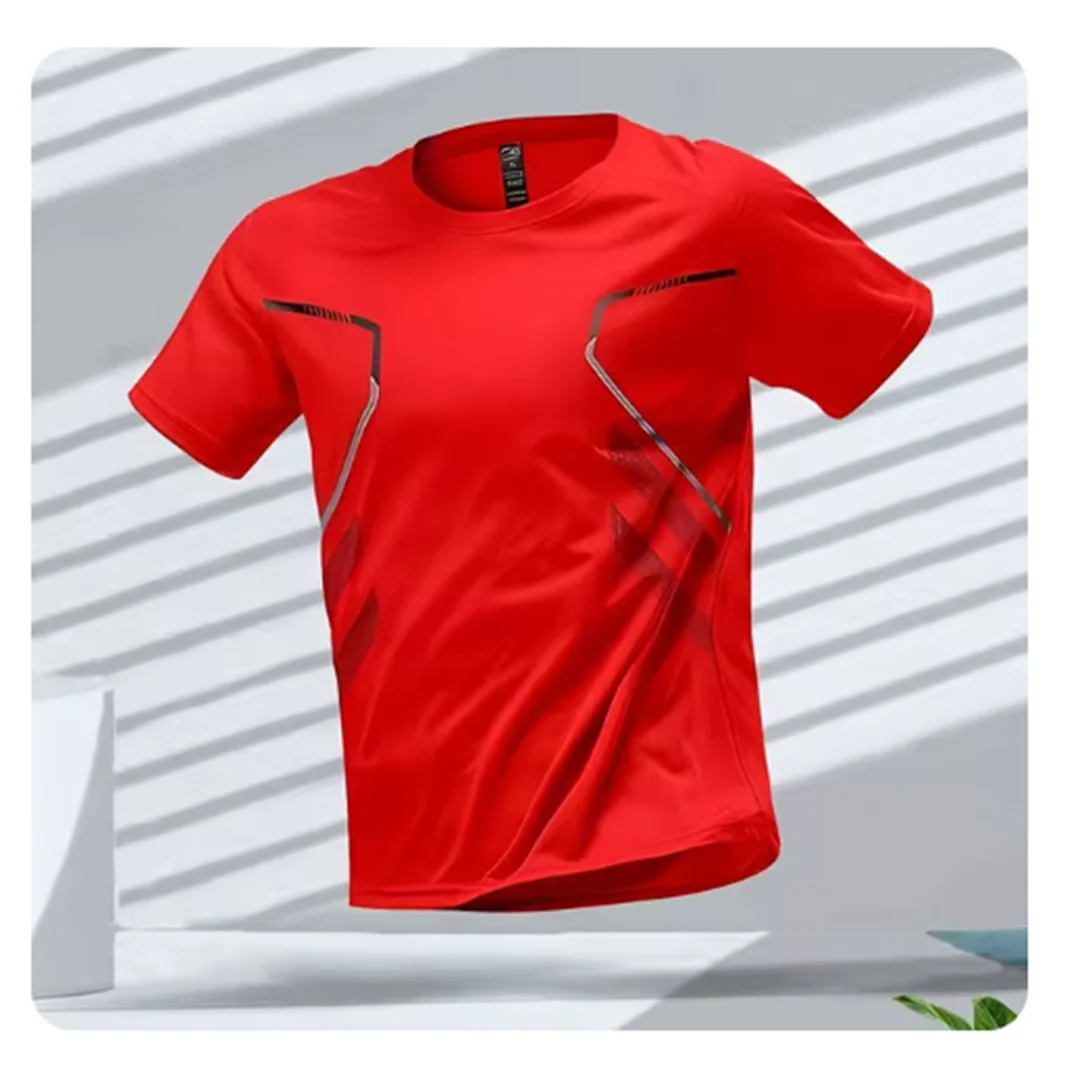 Heren Sport T-Shirt Korte Mouw met Ronde Hals en Grafisch Design Rood