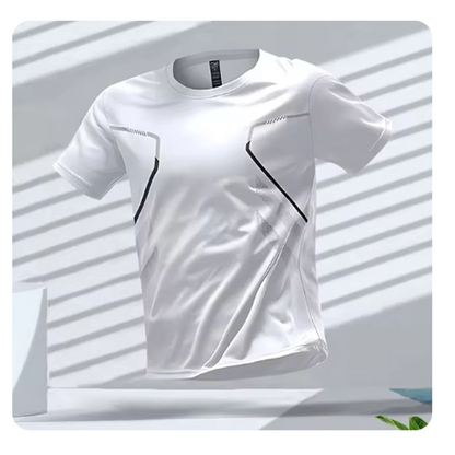 Heren Sport T-Shirt Korte Mouw met Ronde Hals en Grafisch Design Wit