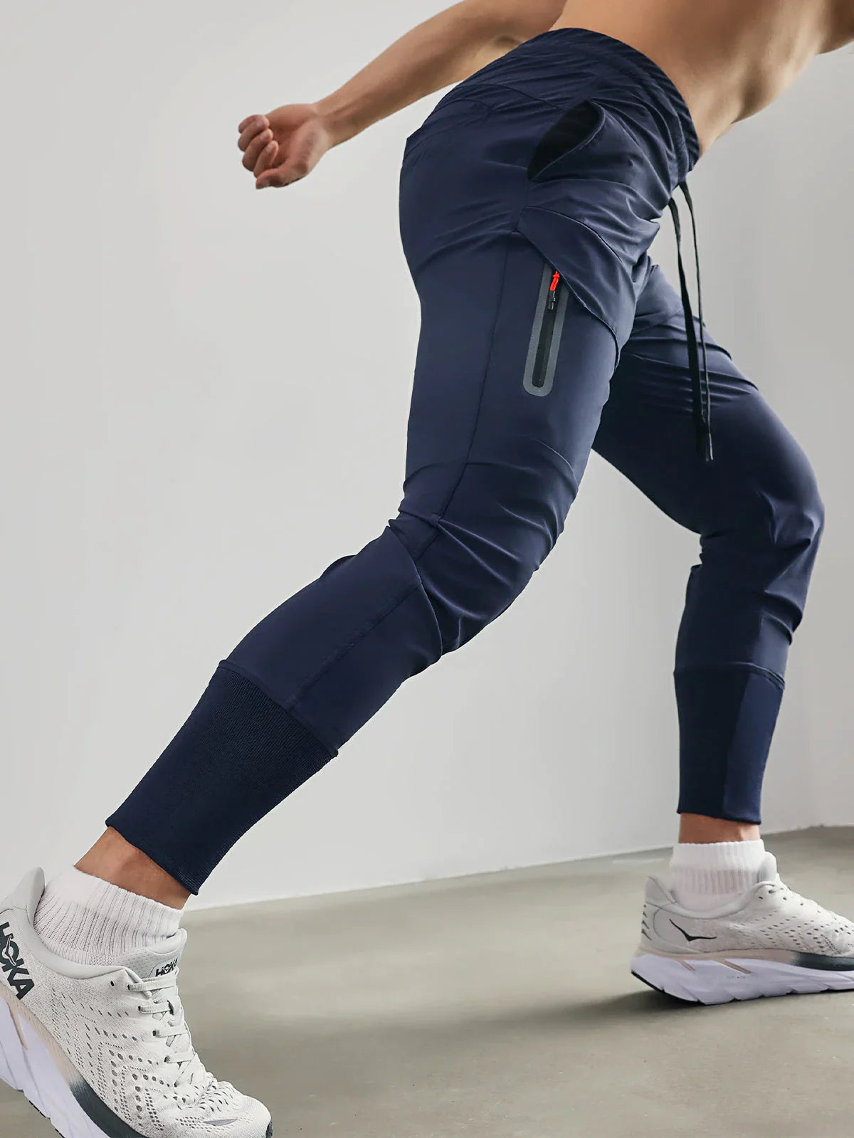 Heren Sportbroek Slim Fit met Elastische Tailleband en Zijzakken Marineblauw