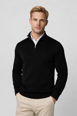 Heren Sweater met Halve Rits en Hoge Hals