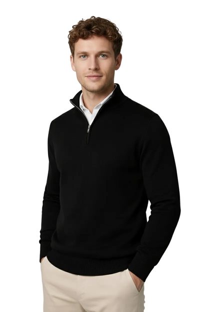 Heren Sweater met Halve Rits en Hoge Hals
