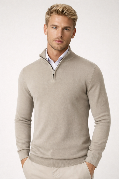 Heren Sweater met Halve Rits en Hoge Hals