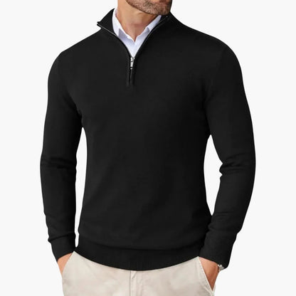 Heren Sweater met Kwart Rits en Opstaande Kraag