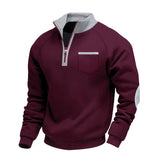 Heren Sweater met Opstaande Kraag en Halve Rits