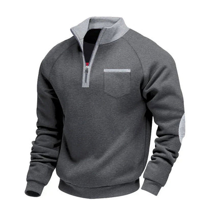 Heren Sweater met Opstaande Kraag en Halve Rits