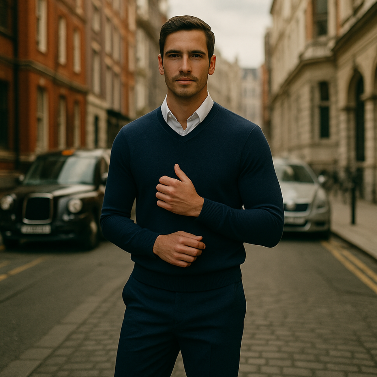 Heren Sweater met V-hals en Lange Mouwen Regular Fit