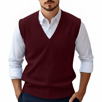 Heren Sweater Vest met Diepe V-hals en Slim Fit