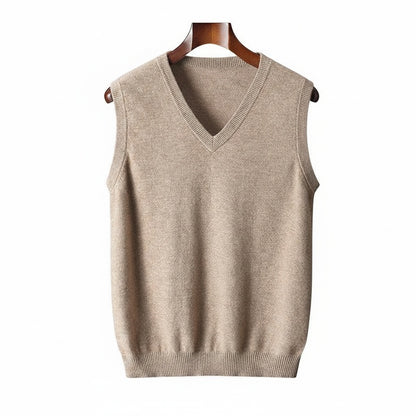 Heren Sweater Vest met V-hals Mouwloos en Regular Fit