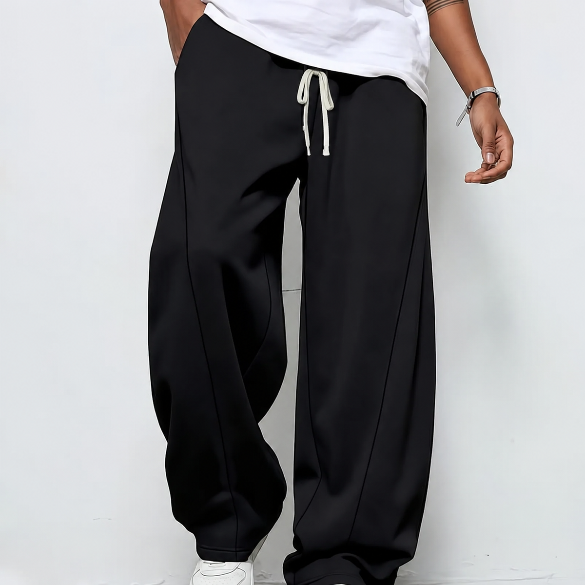 Heren Sweatpants Baggy Fit met Elastische Taille en Rechte Pijp
