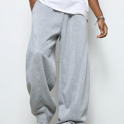Heren Sweatpants Baggy Fit met Elastische Taille en Rechte Pijp Lichtgrijs