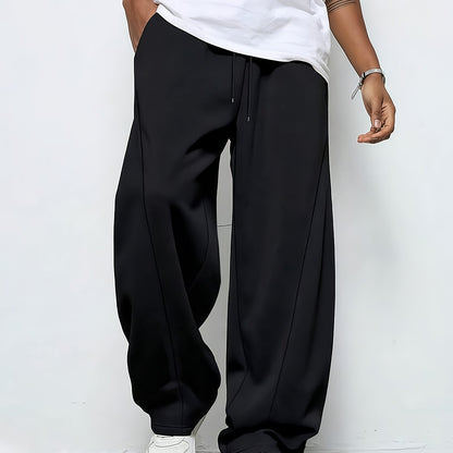 Heren Sweatpants Baggy Fit met Elastische Taille en Rechte Pijp Zwart
