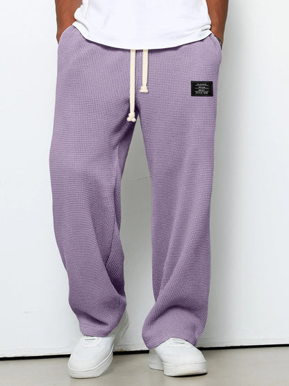 Heren Sweatpants Rechte Pijp met Trekkoord en Elastische Tailleband Paars